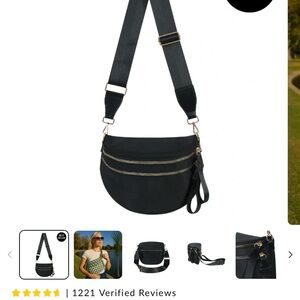 Emmafy Black Crossbody with Acrylic Bag Chain Accessory